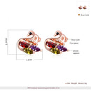 1 Pair Elegant Lady Crystal Zircon Swan Ear Stud Earrings Rose Gold Plated