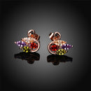 1 Pair Elegant Lady Crystal Zircon Swan Ear Stud Earrings Rose Gold Plated