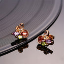 1 Pair Elegant Lady Crystal Zircon Swan Ear Stud Earrings Rose Gold Plated