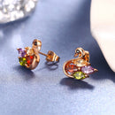1 Pair Elegant Lady Crystal Zircon Swan Ear Stud Earrings Rose Gold Plated