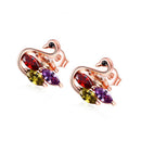 1 Pair Elegant Lady Crystal Zircon Swan Ear Stud Earrings Rose Gold Plated