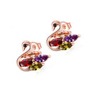 1 Pair Elegant Lady Crystal Zircon Swan Ear Stud Earrings Rose Gold Plated