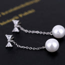 1 Pair Elegant White Faux Pearl Drop Dangle Long Chain Women Tassel Earrings