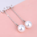 1 Pair Elegant White Faux Pearl Drop Dangle Long Chain Women Tassel Earrings