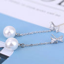 1 Pair Elegant White Faux Pearl Drop Dangle Long Chain Women Tassel Earrings