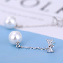 1 Pair Elegant White Faux Pearl Drop Dangle Long Chain Women Tassel Earrings
