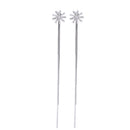 1Pair Women Charm Silver Zircon Tassel Ball Long Drop Dangle Earrings Gift