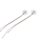 1Pair Women Charm Silver Zircon Tassel Ball Long Drop Dangle Earrings Gift