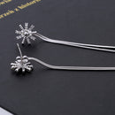 1Pair Women Charm Silver Zircon Tassel Ball Long Drop Dangle Earrings Gift