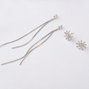 1Pair Women Charm Silver Zircon Tassel Ball Long Drop Dangle Earrings Gift
