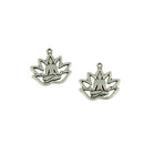 50 Pieces Tibetan Silver Filigree Yoga Hollow Lotus Flower Charms DIY Making