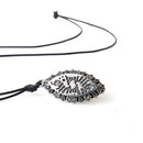 Women PU Leather Necklace Agate Gemstone Teardrop Pendant Fashion Retro