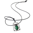 Women Vintage Green Gemstone Owl Pendant Necklace Long Sweater Chain