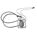 Women Vintage Green Gemstone Owl Pendant Necklace Long Sweater Chain
