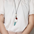 Women Vintage Alloy Leaf Pendant Necklace Adjustable PU Leather Chain