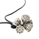 Women Girls Solitaire Fashion Retro Vintage Five Silver Plated Lotus Root Pendant Long Black Sweater Chain Necklace Jewelry