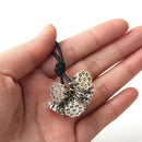 Women Girls Solitaire Fashion Retro Vintage Five Silver Plated Lotus Root Pendant Long Black Sweater Chain Necklace Jewelry