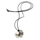 Women Girls Solitaire Fashion Retro Vintage Five Silver Plated Lotus Root Pendant Long Black Sweater Chain Necklace Jewelry