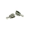 100 Pieces Tibetan Silver Zinc Alloy Feather Bail Jewelry Making Charm Pendant 14 x 6 x 5mm