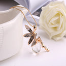 Clear Glass Charm Crystal Ball Full Rhinestone Embed Butterfly Angel Fairy Wind Pendant Women Girls Hot Elegant necklace 1 piece