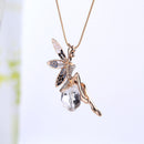 Clear Glass Charm Crystal Ball Full Rhinestone Embed Butterfly Angel Fairy Wind Pendant Women Girls Hot Elegant necklace 1 piece