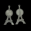 10 Piece Eiffel Tower 20mm Blank Round Bezel Tray Cabochon Connector Pendant