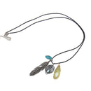 Double Leaf Feather Native American Sweater Wax Rope Alloy Feather Shape Necklace Retro Jewelry for Shirt Dress