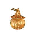 Cute Pumpkin with Shiny Rhinestone Hat Brooch Pins Halloween Party Breastpin Fashion Costume Jewelry