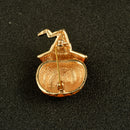 Cute Pumpkin with Shiny Rhinestone Hat Brooch Pins Halloween Party Breastpin Fashion Costume Jewelry