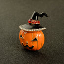 Cute Pumpkin with Shiny Rhinestone Hat Brooch Pins Halloween Party Breastpin Fashion Costume Jewelry