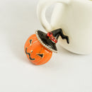 Cute Pumpkin with Shiny Rhinestone Hat Brooch Pins Halloween Party Breastpin Fashion Costume Jewelry