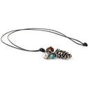Retro Pine Nut Mood Bead Imitation Pearl Pendant Wax Weave Black Rope Sweater Chain Women Necklace Ornament for Dress Shirt