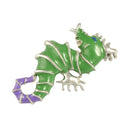 Fashion Women Popular Ocean Style Charm Cute Elegant Exquisite Green &Purple Oil Paint Alloy Seahorse Shape Brooch Pin Jewelry