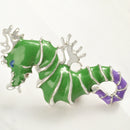 Fashion Women Popular Ocean Style Charm Cute Elegant Exquisite Green &Purple Oil Paint Alloy Seahorse Shape Brooch Pin Jewelry