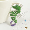 Fashion Women Popular Ocean Style Charm Cute Elegant Exquisite Green &Purple Oil Paint Alloy Seahorse Shape Brooch Pin Jewelry