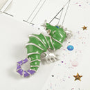 Fashion Women Popular Ocean Style Charm Cute Elegant Exquisite Green &Purple Oil Paint Alloy Seahorse Shape Brooch Pin Jewelry