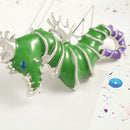 Fashion Women Popular Ocean Style Charm Cute Elegant Exquisite Green &Purple Oil Paint Alloy Seahorse Shape Brooch Pin Jewelry