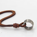 Fashion Men Retro Leather Cord Necklace Wide Round Circle Ring Pendant