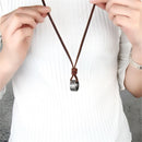 Fashion Men Retro Leather Cord Necklace Wide Round Circle Ring Pendant