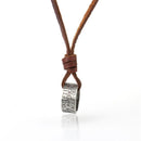 Fashion Men Retro Leather Cord Necklace Wide Round Circle Ring Pendant