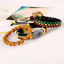 Retro Multi-Layer Colorful Weave Maple Leaf PU Leather Resin Beads Bracelets