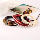 Vintage PU Leather Hexagonal Star Design Handmade Wax Rope Men's Bracelets