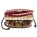 Vintage PU Leather Hexagonal Star Design Handmade Wax Rope Men's Bracelets