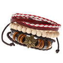 Vintage PU Leather Hexagonal Star Design Handmade Wax Rope Men's Bracelets