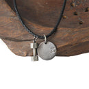 Women Men's Cool Dumbbell Round Pendant Black Braided Rope Necklace Jewelry