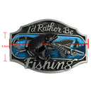 Hot I'd Rather Be Fishing Zinc Alloy Belt Buckle for Cowboy Men Accessories