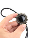 Vintage Antique Bronze Sunflower Black Stone Western Cowboy Bolo Tie Necktie