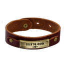 Vintage Unisex PU Leather Cuff Gothic Wristband Bracelet With Clip Button Adjustable Size