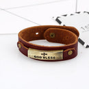 Vintage Unisex PU Leather Cuff Gothic Wristband Bracelet With Clip Button Adjustable Size