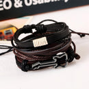Multi Strand PU Leather Braided Cord Guitar Music Lover Charms Wrap Wristband Men Women Fashion Punk Rock Wristband
